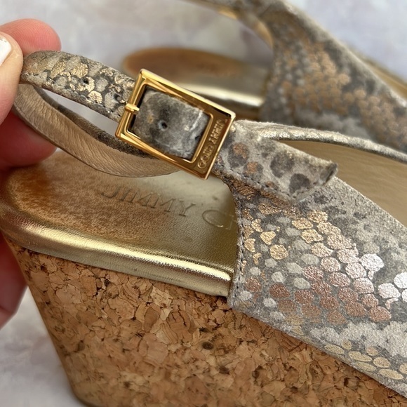 Jimmy Choo python praise wedge silver size 35 1/2 US 5-5.5 - Picture 4 of 9